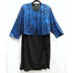 Sequin Zebra Stripe Jacket Sleeveless Dress Set 24 Surplice Stretch Party Prom